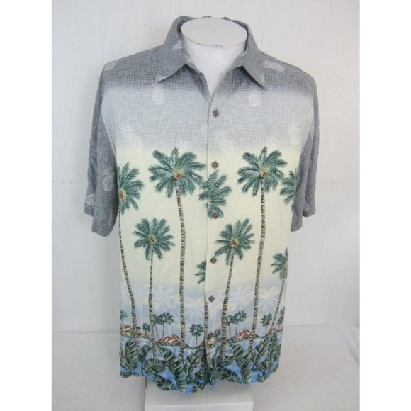 Batik Bay Men Hawaiian camp shirt pit to pit 25.5 XL aloha luau tropical palm - Picture 3 of 7